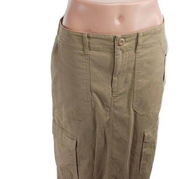 Universal Thread Skirt Tan Midi Cargo Pockets Casual Womens - Picture 4 of 9